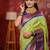 light green floral, temple border, zari woven silk blend saree with blouse