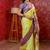 light green floral, temple border, zari woven silk blend saree with blouse