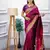 magenta floral, temple border, zari woven silk blend saree with blouse