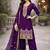 Purple embroidered straight kurta with palazzos & dupatta