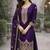Purple embroidered straight kurta with palazzos & dupatta