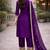 Purple embroidered straight kurta with palazzos & dupatta