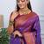purple floral, temple border, zari woven silk blend saree with blouse