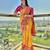 Yellow woven & printed silk blend ethnic festive saree with blouse