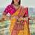 Yellow woven & printed silk blend ethnic festive saree with blouse