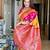 Yellow woven & printed silk blend ethnic festive saree with blouse
