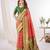 Red woven & printed silk blend ethnic festive saree with blouse
