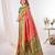 Red woven & printed silk blend ethnic festive saree with blouse