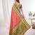 Red woven & printed silk blend ethnic festive saree with blouse