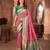 Rani pink woven & printed silk blend ethnic festive saree with blouse