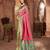 Rani pink woven & printed silk blend ethnic festive saree with blouse