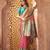 Rani pink woven & printed silk blend ethnic festive saree with blouse