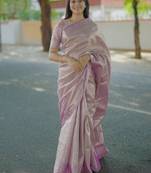 Lavender floral & paisley kanchipuram silk saree with blouse