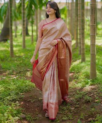 Maroon floral & paisley kanchipuram silk saree with blouse 1