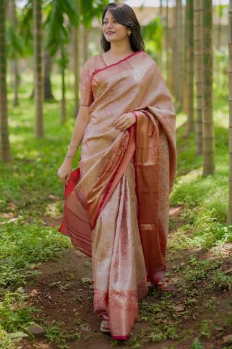 Maroon floral & paisley kanchipuram silk saree with blouse