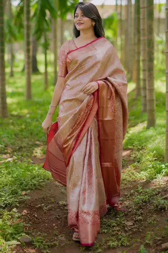 Maroon floral & paisley kanchipuram silk saree with blouse