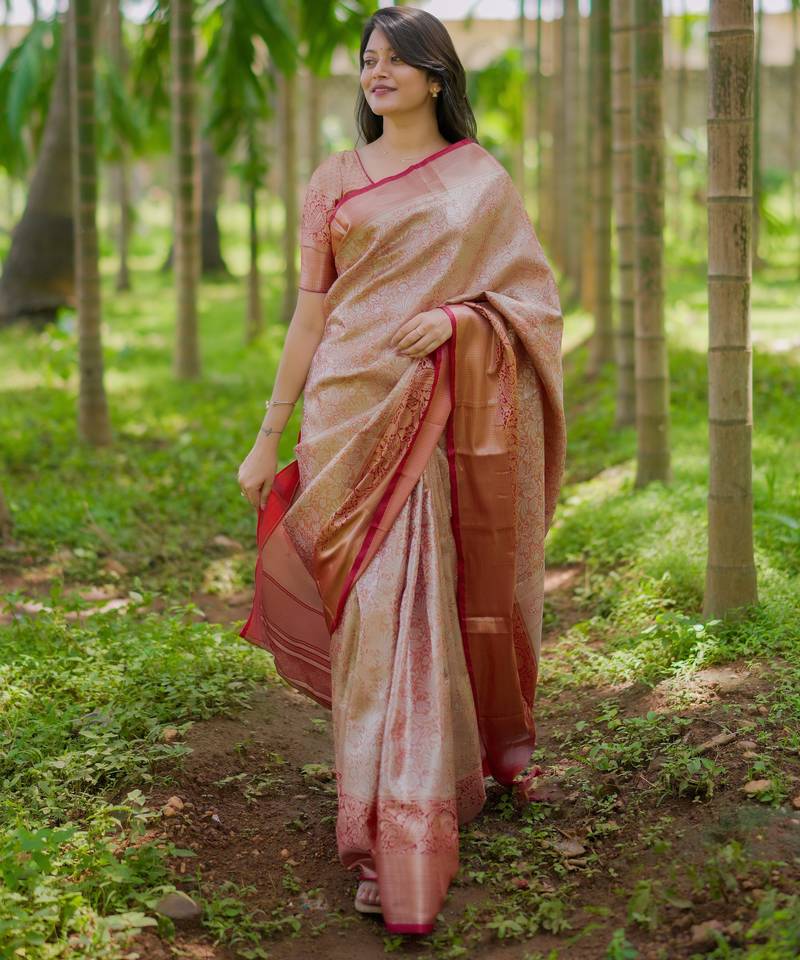 Maroon floral & paisley kanchipuram silk saree with blouse