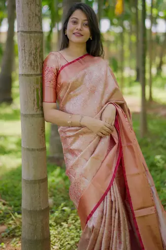 Maroon floral & paisley kanchipuram silk saree with blouse