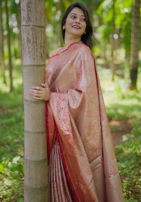 Maroon floral & paisley kanchipuram silk saree with blouse 3