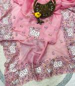 Pink Color Thread And Embroidery work Silk Saree