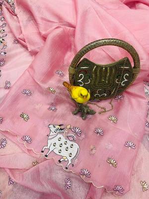 Pink Color Thread And Embroidery work Silk Saree 2