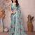 Satin Patta Saree With Beautiful Digital Print in Moss Silk With Blouse