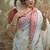 Red and white cotton saree with blouse 