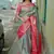 sea green floral, zari woven faux kanjivaram saree with blouse
