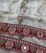 White Color Embroidery, Mirror & Cutwork Border work Rangoli Silk Saree