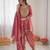 Onion pink art silk thread with mirror work dhoti style suit