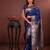 blue floral, zari woven faux kanjivaram saree with blouse