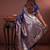blue floral, zari woven faux kanjivaram saree with blouse