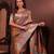 brown floral, zari woven faux kanjivaram saree with blouse