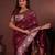 maroon floral, zari woven faux kanjivaram saree with blouse