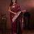 maroon floral, zari woven faux kanjivaram saree with blouse