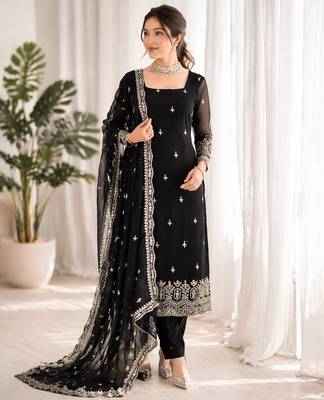 Black georgette thread with sequin salwar suit 1