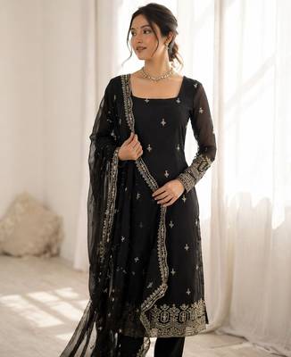 Black georgette thread with sequin salwar suit 2