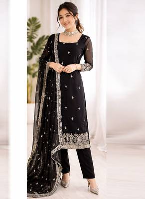 Black georgette thread with sequin salwar suit 4