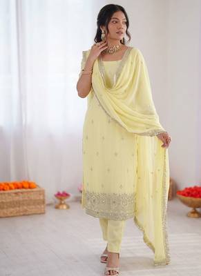 Cream georgette thread with sequin salwar suit 2