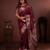maroon floral, zari woven faux kanjivaram saree with blouse