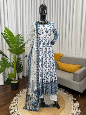 Off white georgette thread with sequin anarkali suit 3