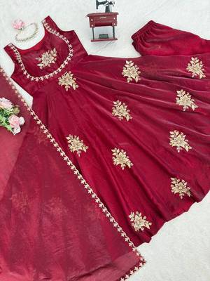 Maroon fendy silk thread sequin palazzo suit 4