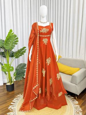 Orange fendy silk thread sequin plazzo suit 3
