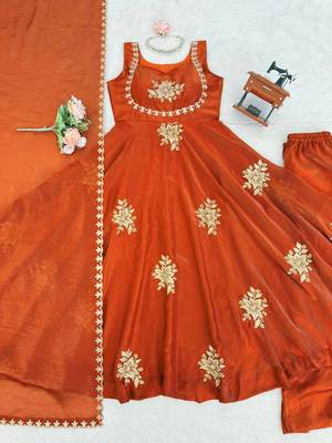 Orange fendy silk thread sequin plazzo suit 4