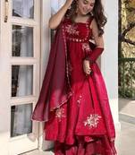 Pink fendy silk thread sequence plazzo suit