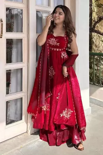 Pink fendy silk thread sequin plazzo suit