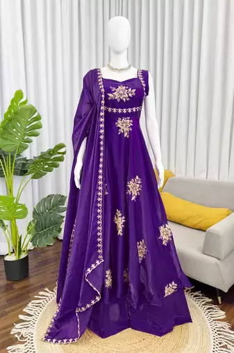Violet fendy silk thread sequin plazzo suit