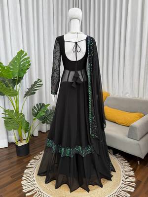 Black georgette thread sequin palazzo suit 3