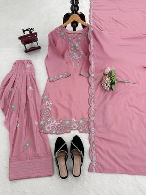 Light pink crepe silk thread sequence farshi salwar suit 4