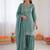 Sea green crepe silk thread sequence farshi salwar suit